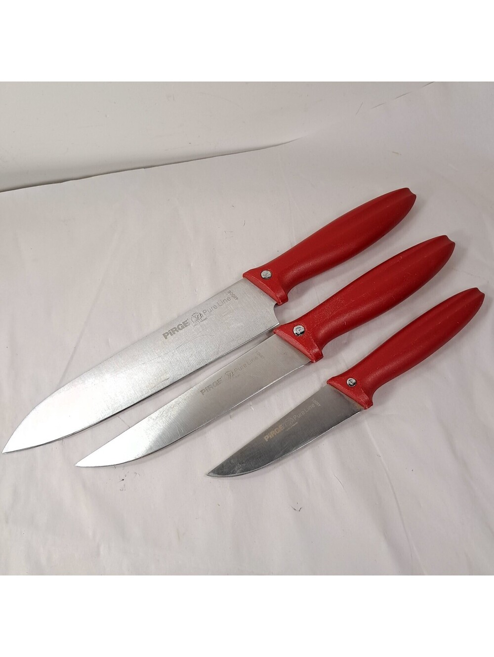 Pirge Pure Line knife set 3 red made in Turkey Paring 48001 Carving Meat 48003